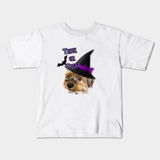 Cute Yorkshire Terrier Yorkie with Halloween Hat Kids T-Shirt